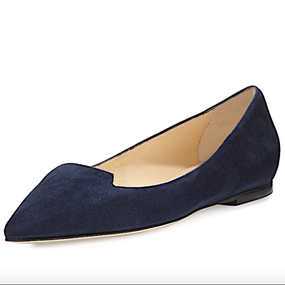 Jimmy Choo Attila Suede Pointed-Toe Flat